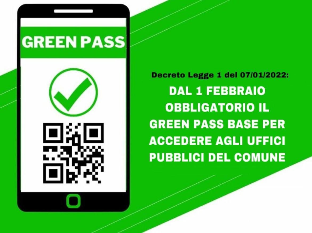 Green Pass base per l'accesso agli uffici comunali